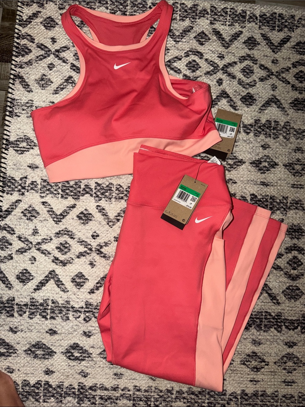 Nike Coral and Light Pink Two-Piece Active Set